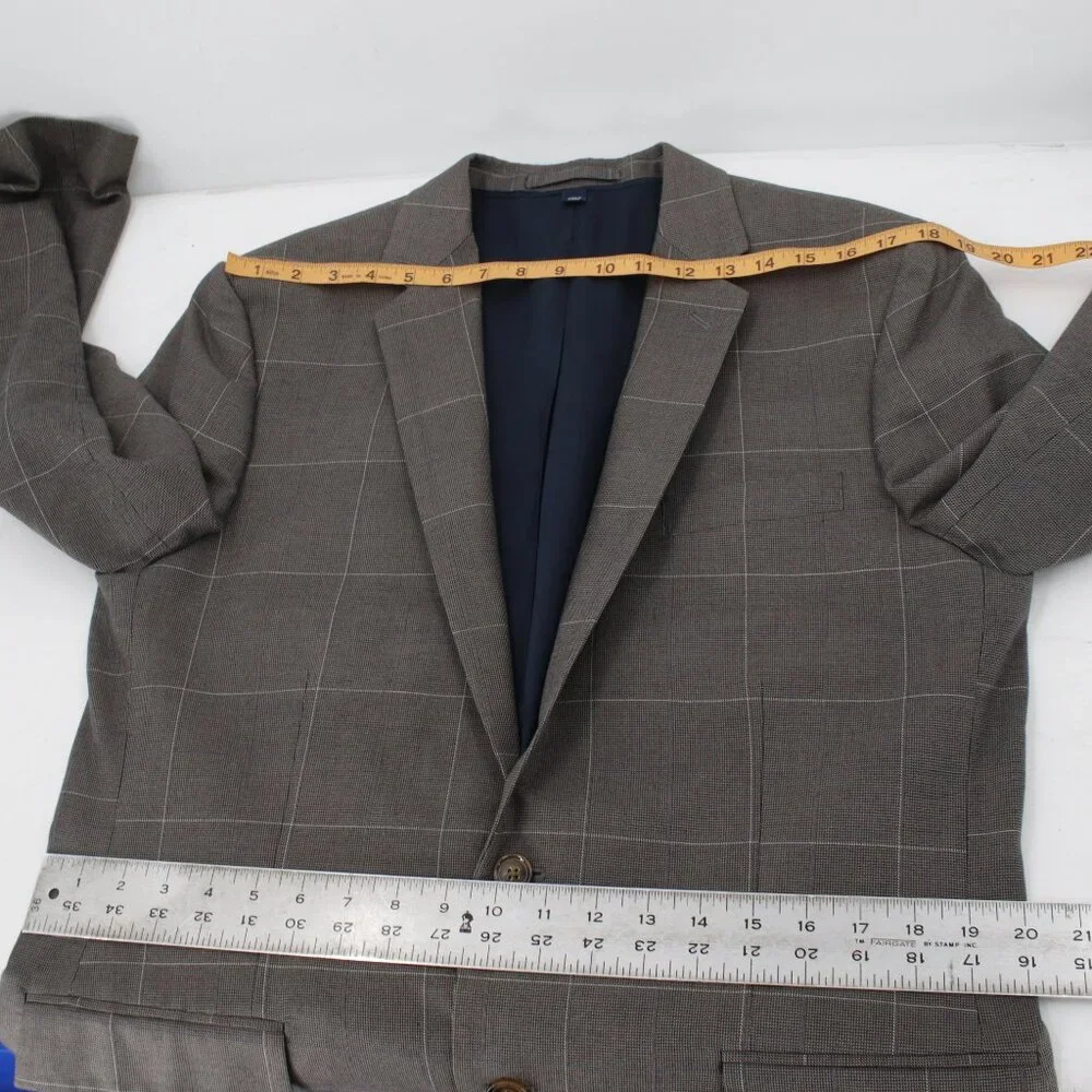 J Crew Sport Coat Mens 42R Thompson Cotton Windowpane Plaid‎ Single Breasted